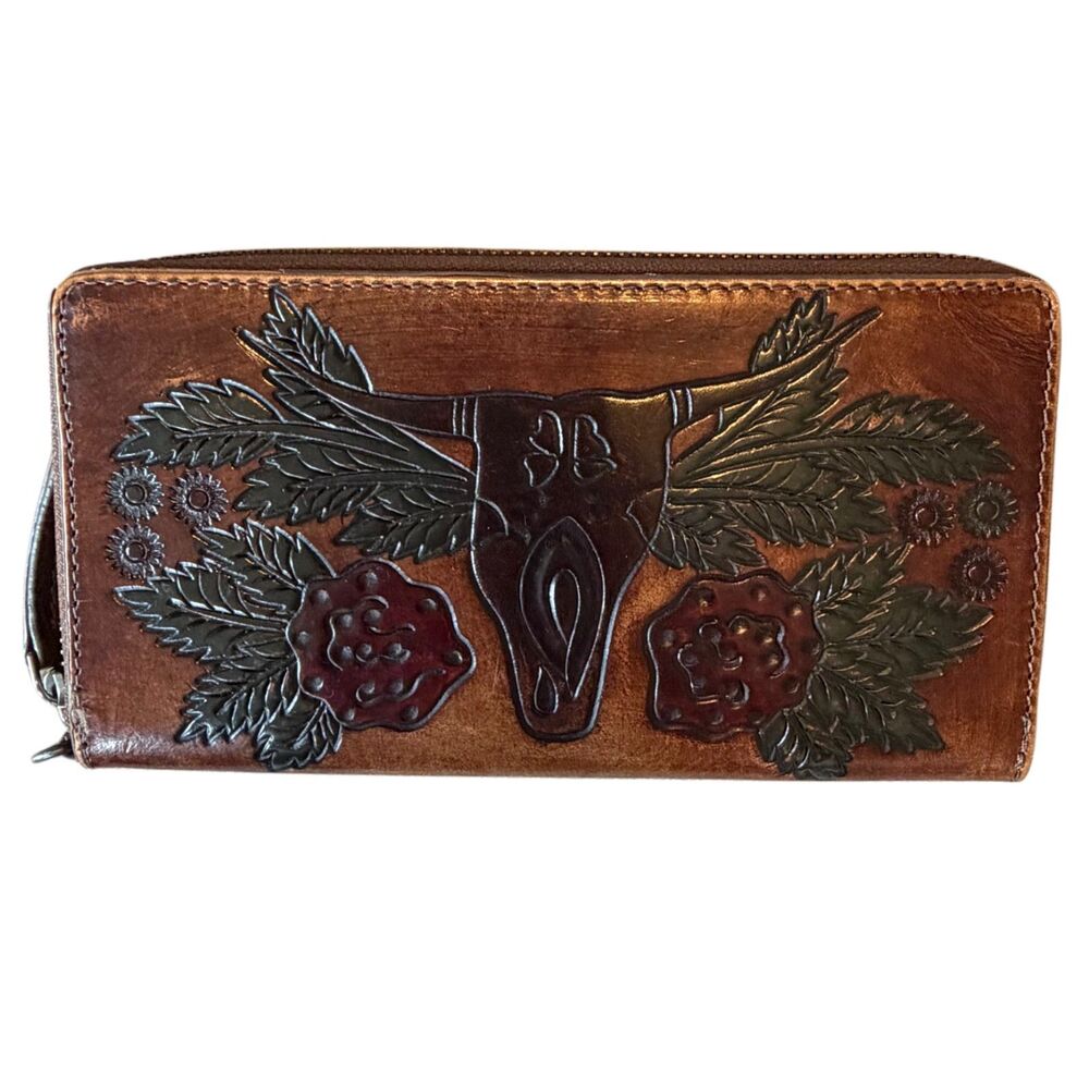 Idyllwind Lenora Painted Longhorn Tooled Leather Wallet Western Miranda Lambert